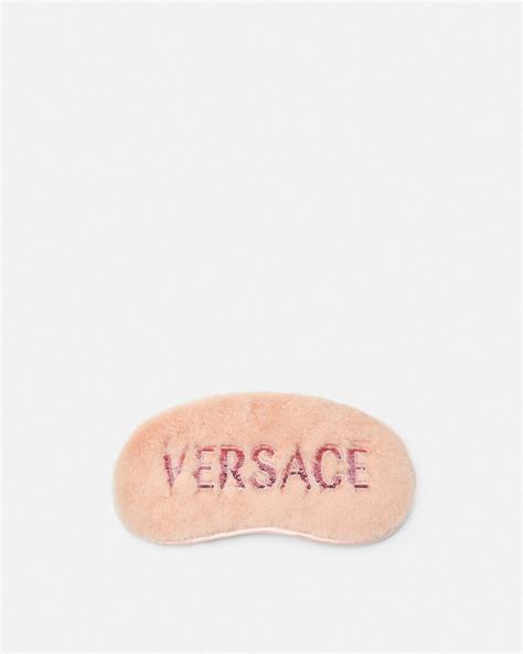 Logo Faux-Fur Sleep Mask Pink | VERSACE US
