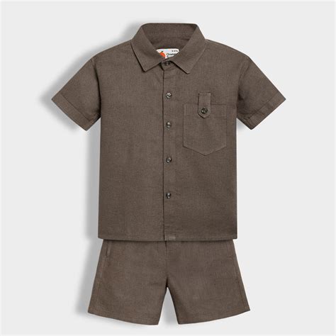 Half Sleeves Unisex Cotton Linen Shirt & Shorts Co-ord Set | Olive ear ...