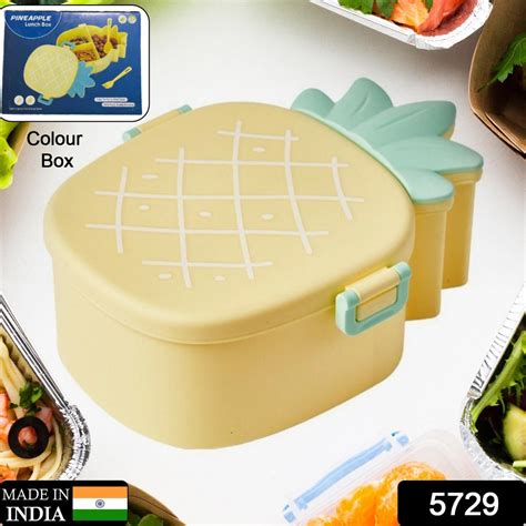 5729 Kids Lunch Box Cute Pineapple Shaped Bento Box with Fork Spoon Sn ...