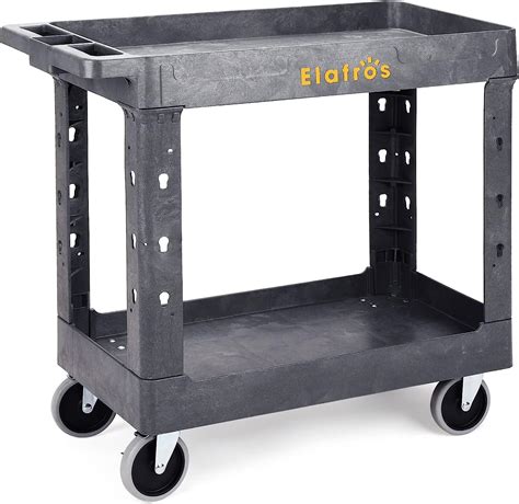 ELAFROS Heavy Duty Plastic Utility Cart 34 x 17 Inch - Work Cart Tub ...