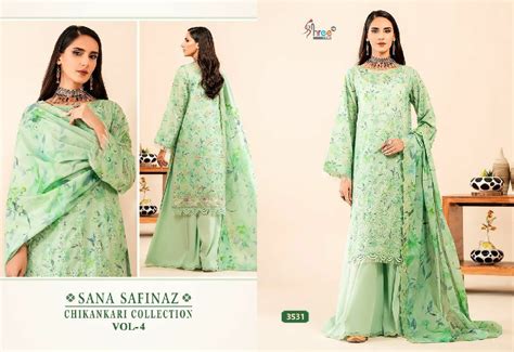 SHREE FAB SANA SAFINAZ CHIKANKARI COLLECTION VOL 4 PAKISTANI UNSTITCH ...