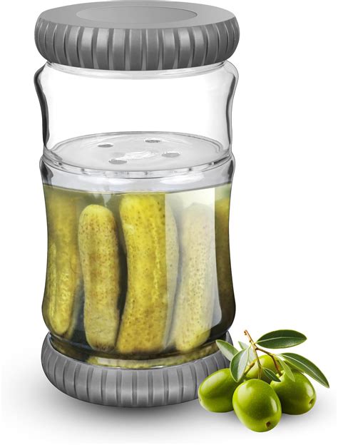 Amazon.com: Luvan Pickle Jar with Strainer Flip, 34oz Pickle Container ...