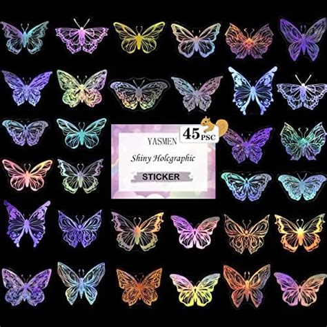 HASTHIPA 45pcs Vintage Stickers for Journal Glitter Butterfly Theme ...