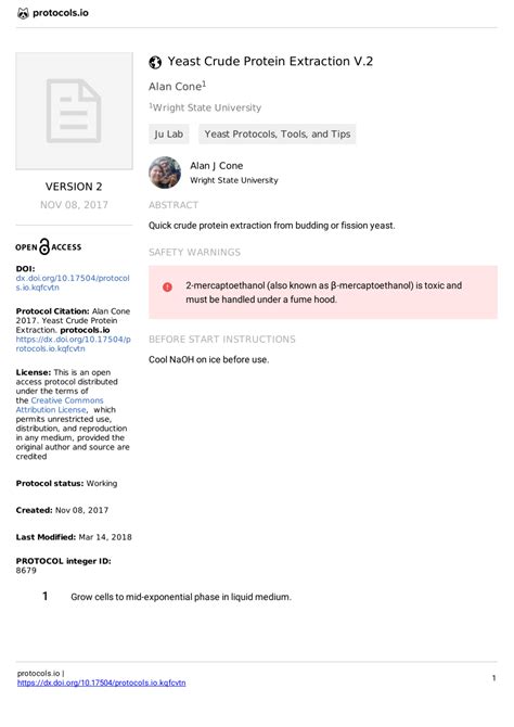 (PDF) Yeast Crude Protein Extraction v2