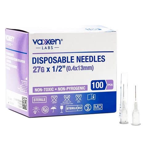 Buy Vaxxen Labs Disposable 27G x 1/2 Luer Lock (Box of 100) Online at ...