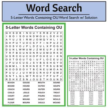 5-Letter Words Containing OU Word Search | Vocabulary | ELA | Spelling