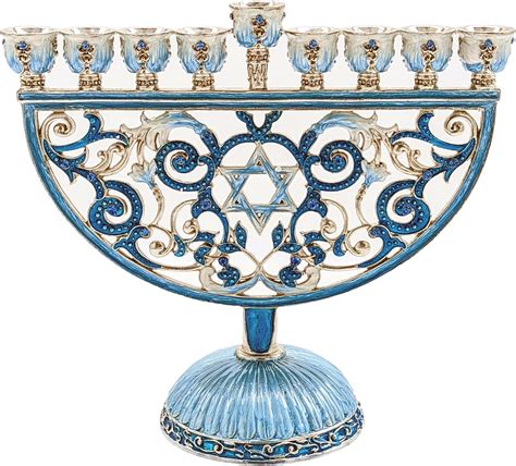 Buy Hanukkah Menorah Enamel Star, Enameled Metal Menorah Online at ...
