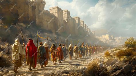 The Israelites Besieged the Walls of Jericho Led by Joshua Biblical ...