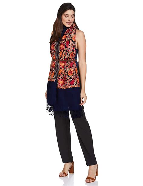 Pashtush Womens Peruvian Roses Scarf, Embroidery Stole, Soft And Warm ...