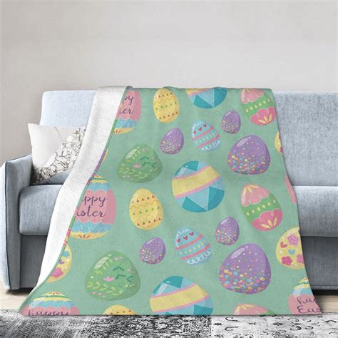 SPXUBZ Happy Easter Throw Blanket - Easter Day Colorful Eggs Flannel ...