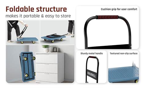 BUILDSKILL 250kg Platform Trolley | 360° Rotating TPR Wheels | 71cm x ...