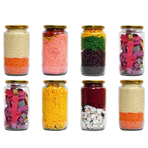 Buy STAR WORK Transparent Glass Jar and Container with Air Tight Gold ...