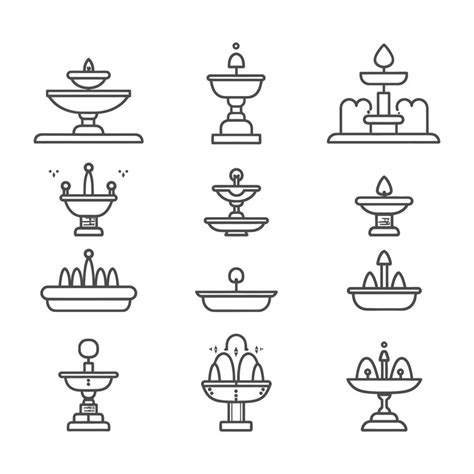 Minimalist line art icon fountains collection set logo symbol | Premium ...