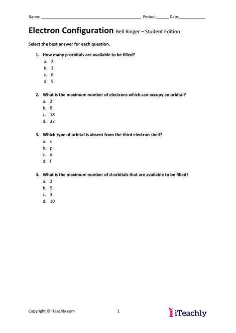 Electron Configuration Practice Worksheet - Worksheet.kontenislam.com