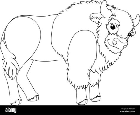 vector line cartoon animal clip art bison, buffalo Stock Vector Image ...