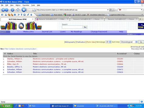 Resource Centre@DA-IICT --> Resources --> Access to CD Collection