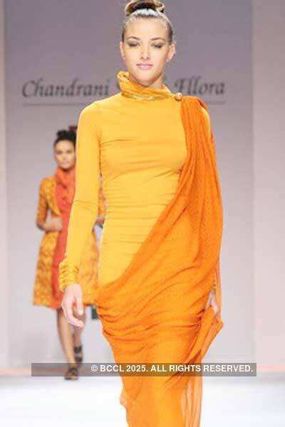 A model presents a creation by designer Chandrani Singh Fllora on Day 4 ...