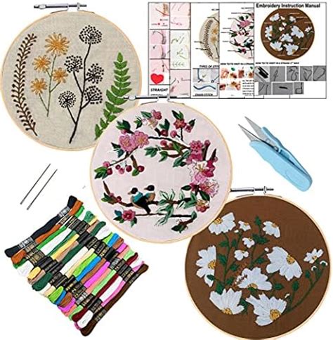 Qroof Embroidery Kit - Diy Set Of 8, Beginners To Advanced - 3 Pattern ...