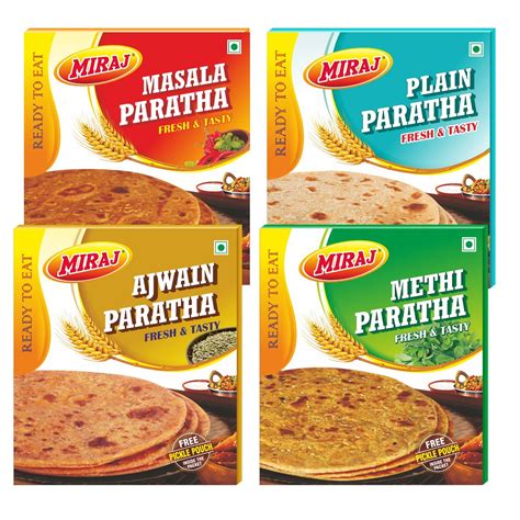 Miraj Paratha Combo (Ajwain, Methi, Masala, Plain) Pack of 4X4 PCS ...