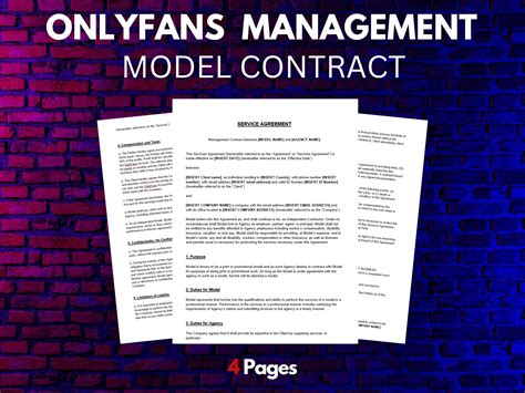 Onlyfans Management Contract Agency Model Contract Service - Etsy