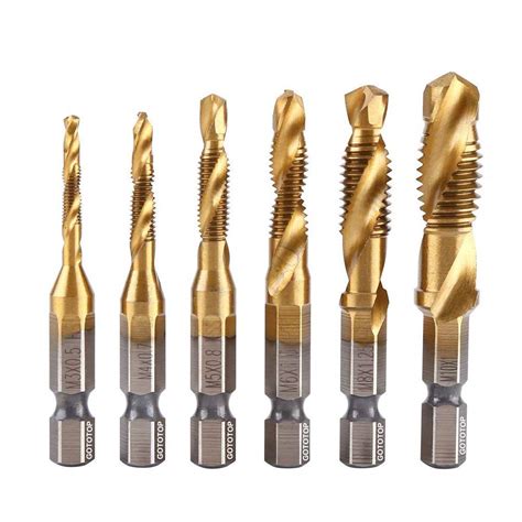 GOTOTOP 6Pcs Metric Thread M3-M10 Coated HSS Spiral Flute Metric Taps ...