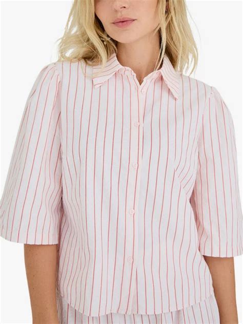 A-VIEW Kirstine Stripe Relaxed Fit Shirt, Rose/Red