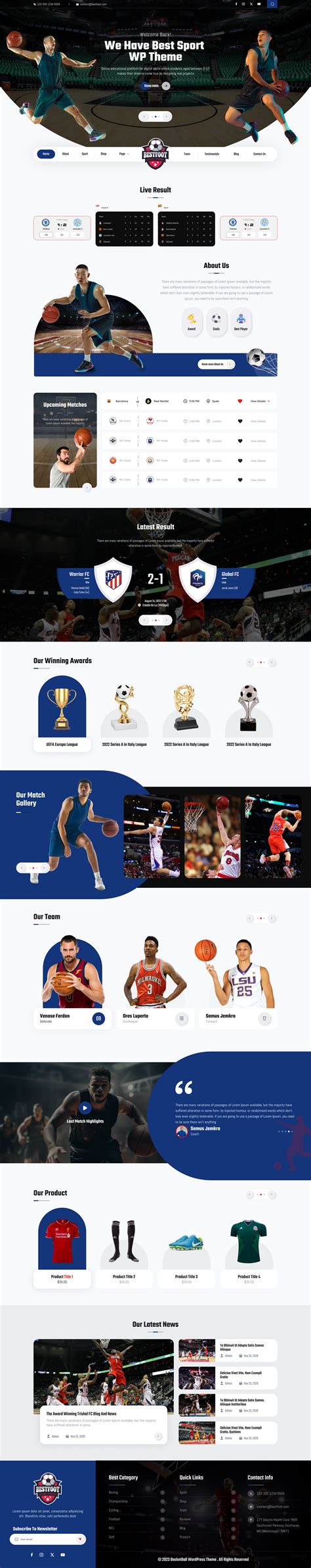 Basketball Club WordPress Theme for Sports & Team Websites