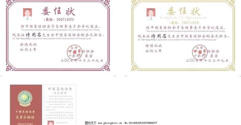 中国易经协会委任状图片_荣誉证书_名片卡证_图行天下图库