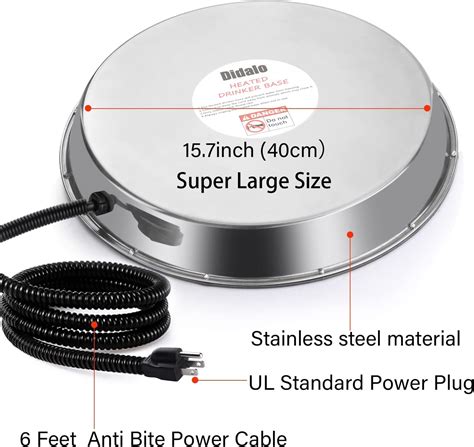 Buy Didalo Poultry Drinker Heated Base for Chicken Water Heater 125 ...