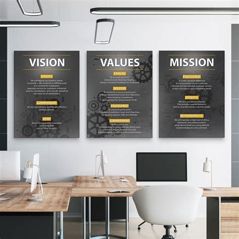 3x company core values motivational wall art business mission statement ...