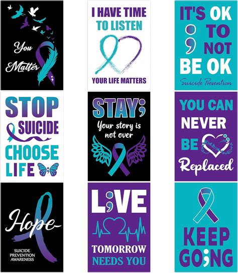 Amazon.com: BeYumi Suicide Awareness Poster Set - 9Pcs Suicide ...