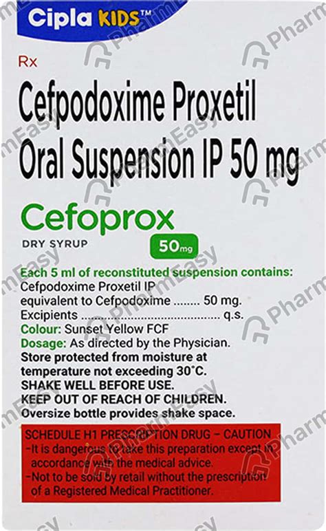 Cefoprox 50 MG/5ML Dry Syrup (30): Uses, Side Effects, Price & Dosage ...