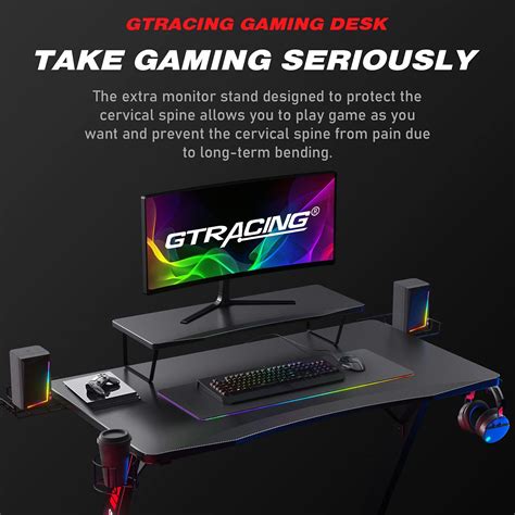 GTRACING Gaming Desk,Gaming Table with Monitor Stand,Professional Z ...