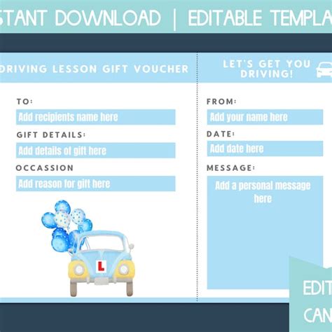 Image result for Driving Lessons Gift Voucher Template