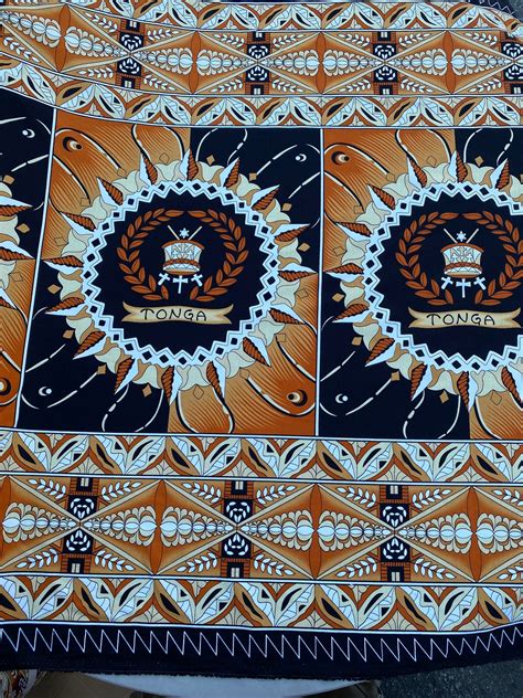 Polynesian Tapa Fabric With Tonga Island Seal