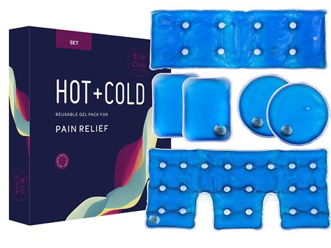 Hot and Cold Gel Pack Set - Reusable Heat Pads with Metal Disc for One Click Heating - Pain ...