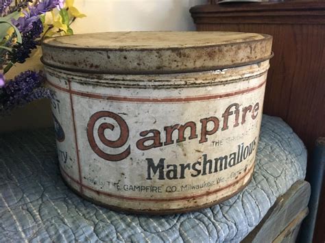 Vintage Campfire Marshmallow Tin 10â Diameter Campfire Co primitive ...