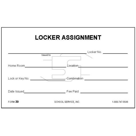 Image result for Locker Assignment Sheet