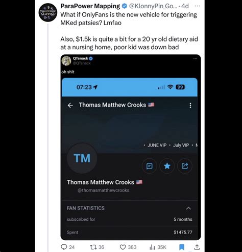 Well, folks, my “OnlyFans model serving as Thomas Crooks Mind Kontroller & handler” theory ...