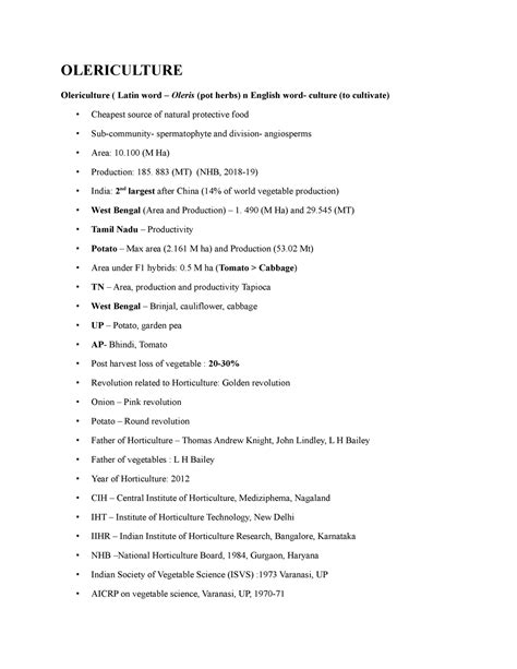 Introduction-Olericulture - OLERICULTURE Olericulture ( Latin word ...