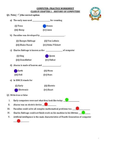 Image result for Evolution of Computer Class 5 Worksheet