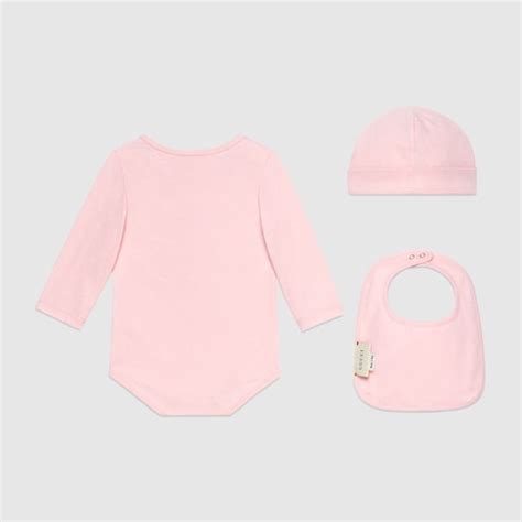Baby Gucci vintage logo cotton gift set in pale pink | GUCCI® US