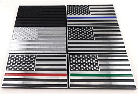 Buy Thin RED line Firefighter USA Flag Black Chrome Plastic car Track ...