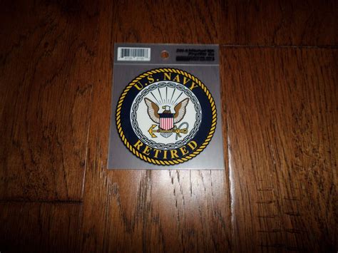 U.S MILITARY NAVY RETIRED WINDOW DECAL STICKER 4" X 3.75" INCHES ROUND ...