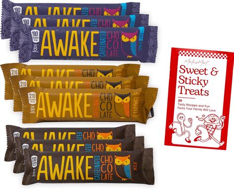 Awake Caffeinated Chocolate Bars 3 Flavor Variety (3) Each: Milk ...