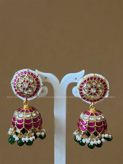 JADAU KUNDAN ADITI CHOKER SET WITH PINK KUNDAN STONES & GREEN BEADS ...