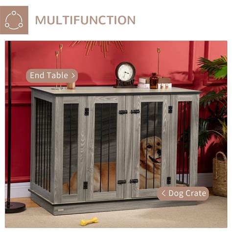 Buy PawHut Dog Crate Furniture with Divider Panel, Dog Kennel End Table ...
