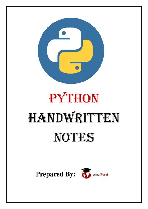 Python Handwritten Notes - Introduction to Programming Concepts - Studocu