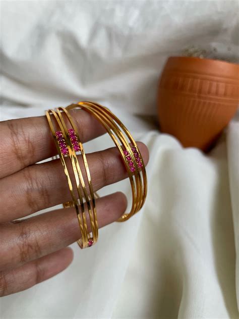Elegant ruby bangles set of 2 – House of Jhumkas