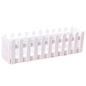 Outgeek Wood Picket Fence Pot Creative Artificial Plant Container ...